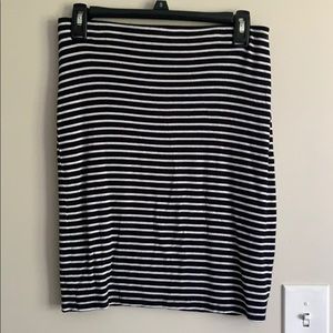 Black and white striped skirt.